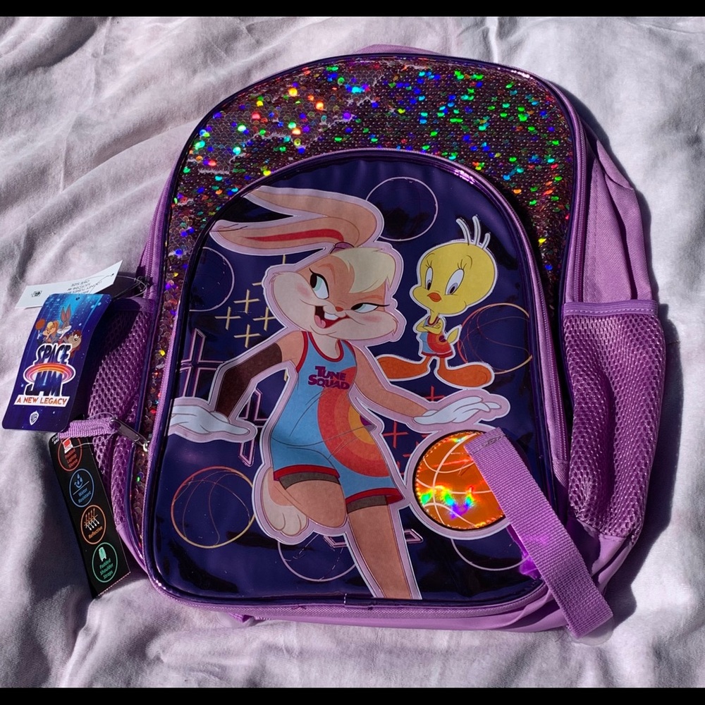 Space Jam Bunny Backpack Looney Tune Book Bag 17"